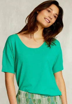 Discount River Woods Groene viscose trui korte mouwen -