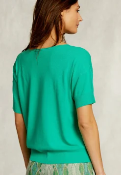 Discount River Woods Groene viscose trui korte mouwen -
