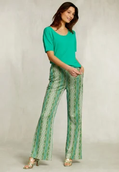 Discount River Woods Groene viscose trui korte mouwen -