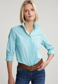 Best River Woods Groen/wit gestreepte blouse lange mouwen -