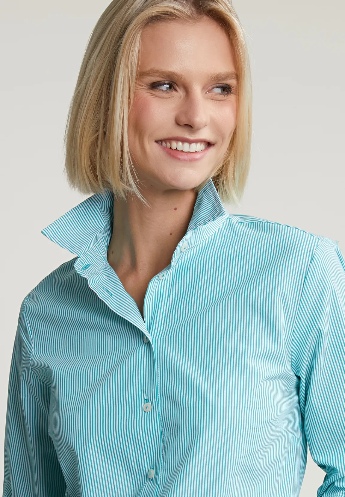 Best River Woods Groen/wit gestreepte blouse lange mouwen -