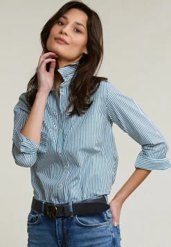 Best River Woods Groen/wit katoenen gestreepte blouse -