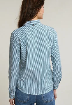 Best River Woods Groen/wit katoenen gestreepte blouse -