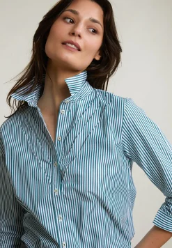 Best River Woods Groen/wit katoenen gestreepte blouse -