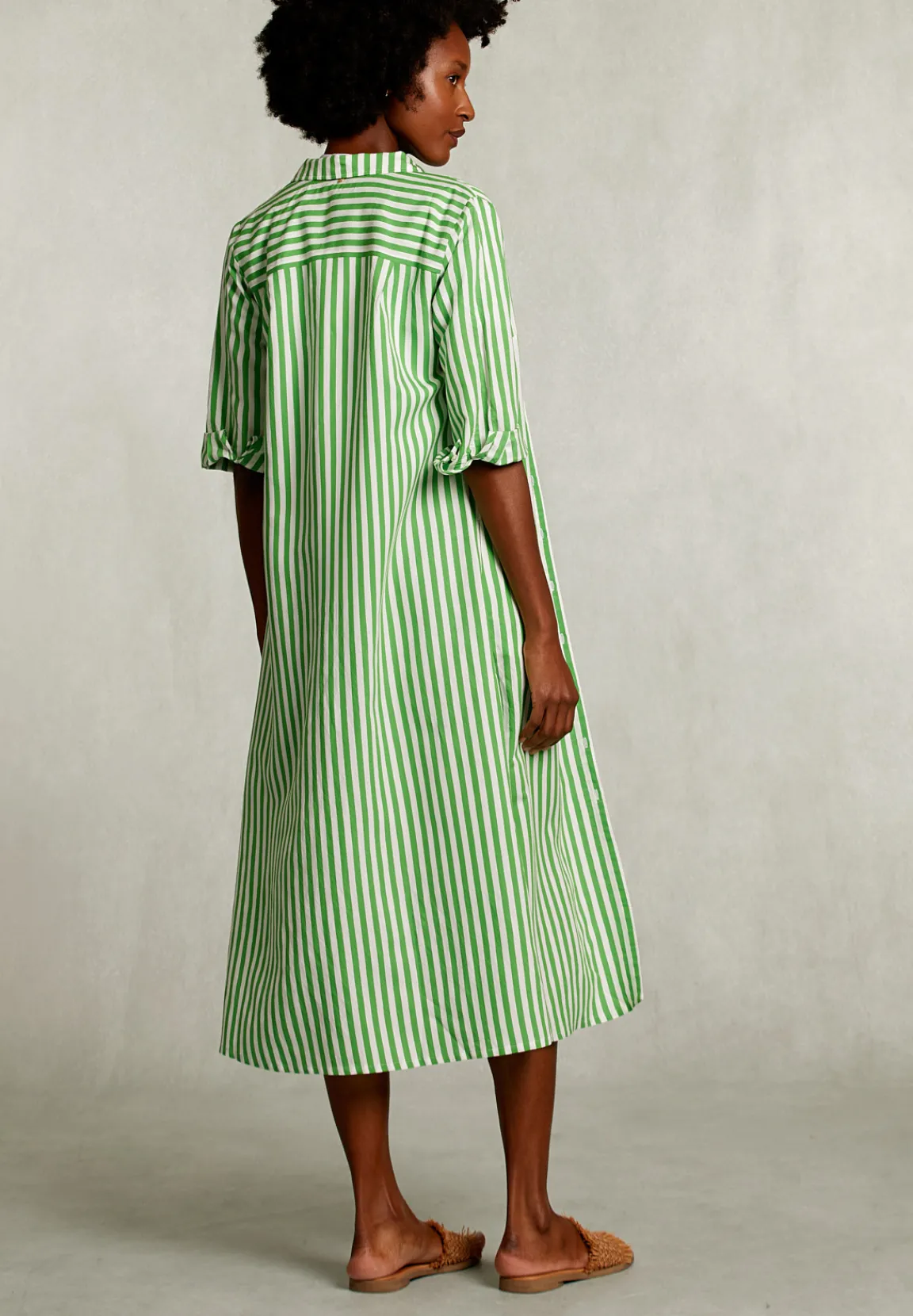 Discount River Woods Groen/wit lange gestreepte jurk -