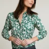 Clearance River Woods Groen/witte viscose fantasie blouse lange mouwen -