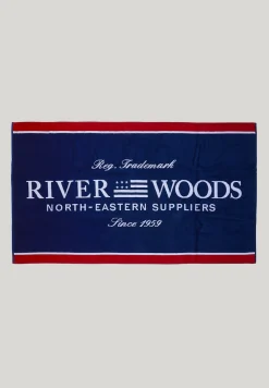 Sale River Woods Groot strandlaken in katoen blauw -