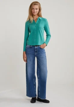 New River Woods Jade groene klassieke T-shirt lange mouwen -