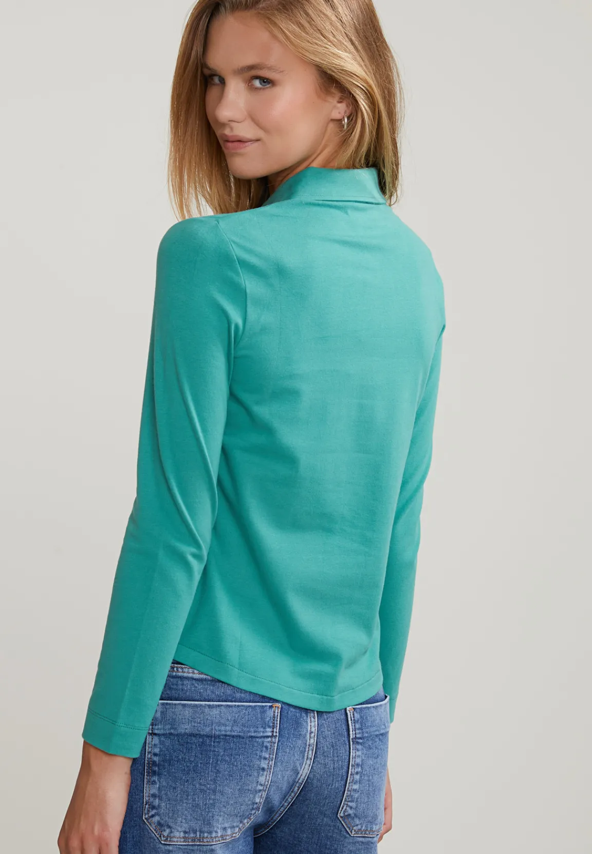 New River Woods Jade groene klassieke T-shirt lange mouwen -