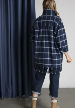 Online River Woods Jas met franjes in blauw -