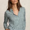 Online River Woods Jersey fantasie V-hals blouse groen/beige -