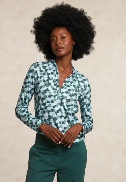 Hot River Woods Jersey fantasie V-hals blouse blauw -