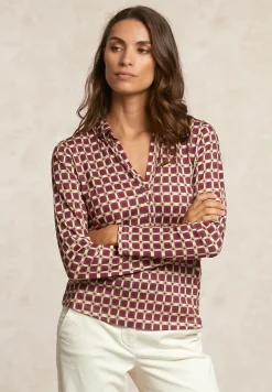 Clearance River Woods Jersey fantasie V-hals blouse rood/bruin -