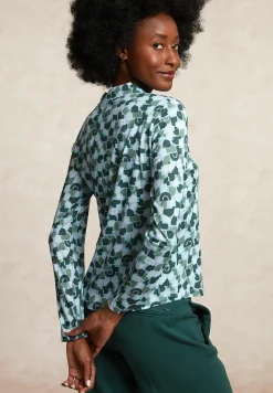 Hot River Woods Jersey fantasie V-hals blouse blauw -