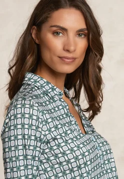 Online River Woods Jersey fantasie V-hals blouse groen/beige -
