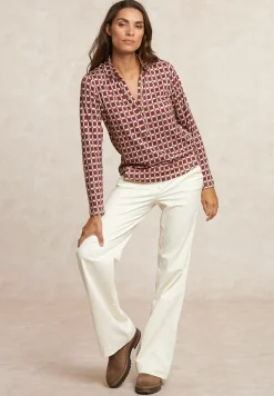 Clearance River Woods Jersey fantasie V-hals blouse rood/bruin -