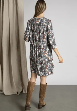 Outlet River Woods Jurk in viscose met V-hals in grijs -
