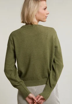 Clearance River Woods Kaki geknoopte cardigan ronde hals -