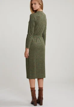 Sale River Woods Kaki glitterjurk met riem lange mouwen -