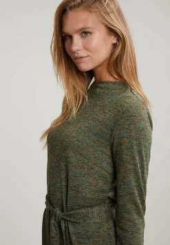 Sale River Woods Kaki glitterjurk met riem lange mouwen -