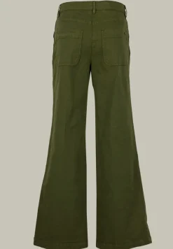 Fashion River Woods Kaki katoenen broek wijde pijpen -