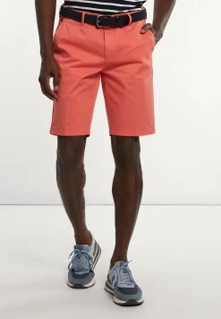 Hot River Woods Katoenen basic stretch chinoshort pastelrood -