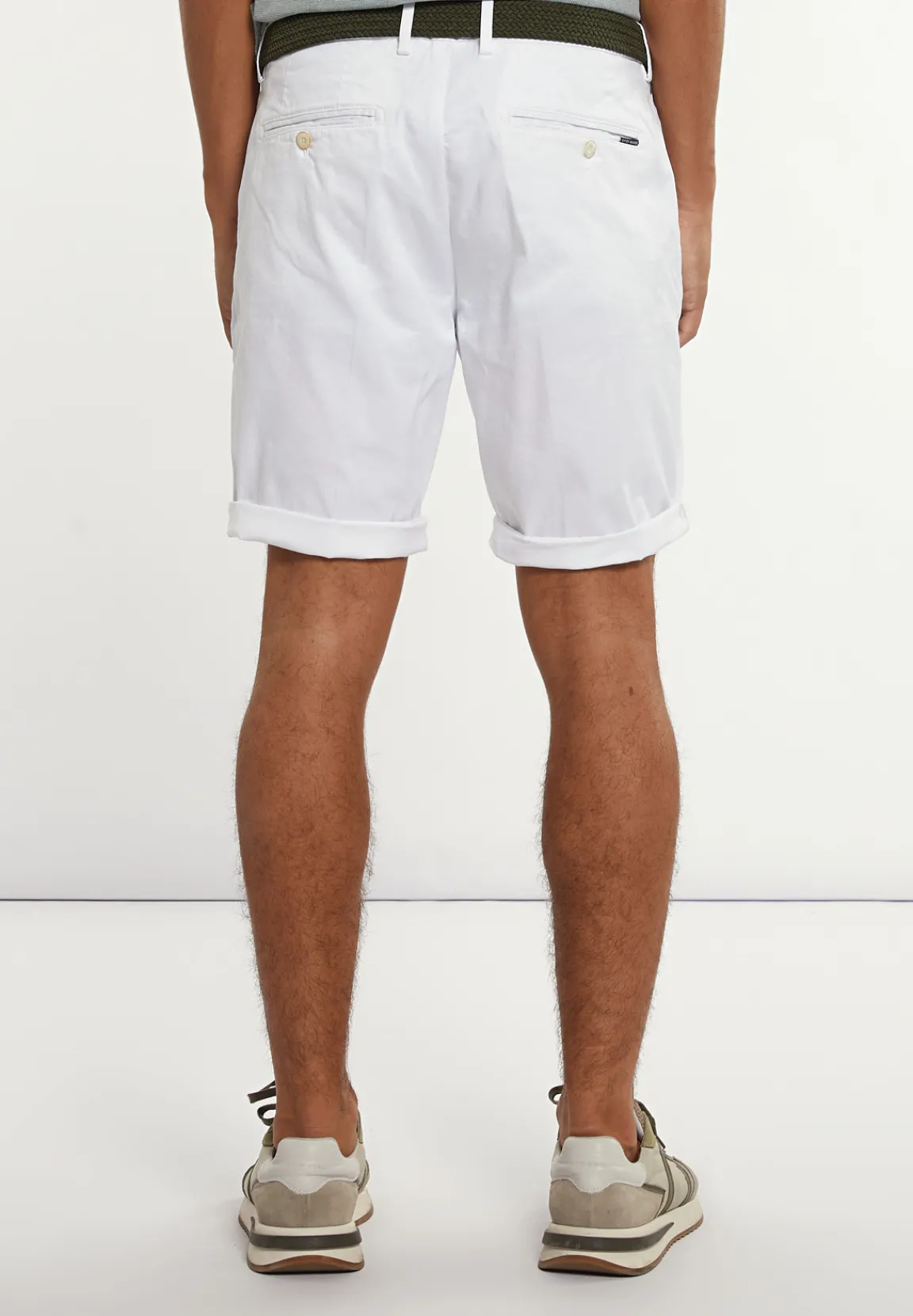 Best River Woods Katoenen basic stretch chinoshort wit -