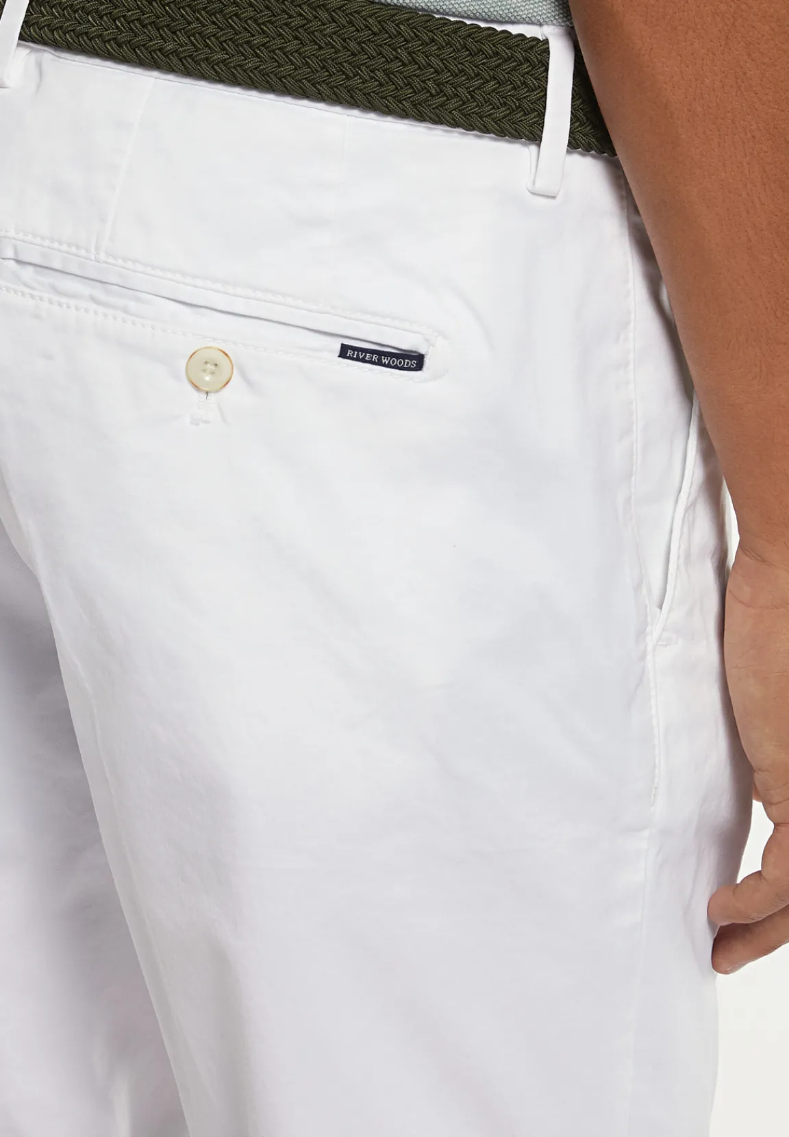 Best River Woods Katoenen basic stretch chinoshort wit -