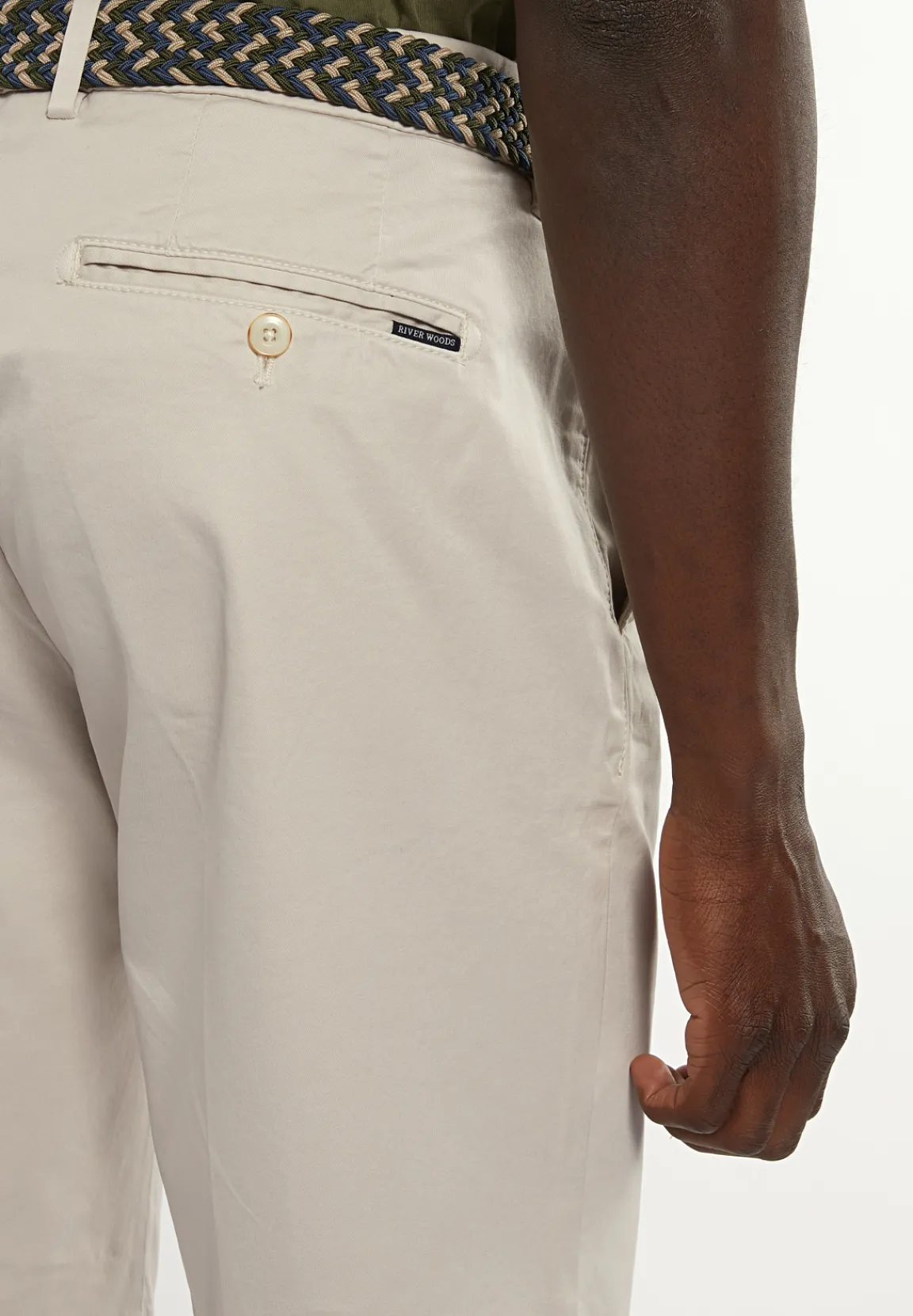 Discount River Woods Katoenen basic stretch chinoshort lt sand -