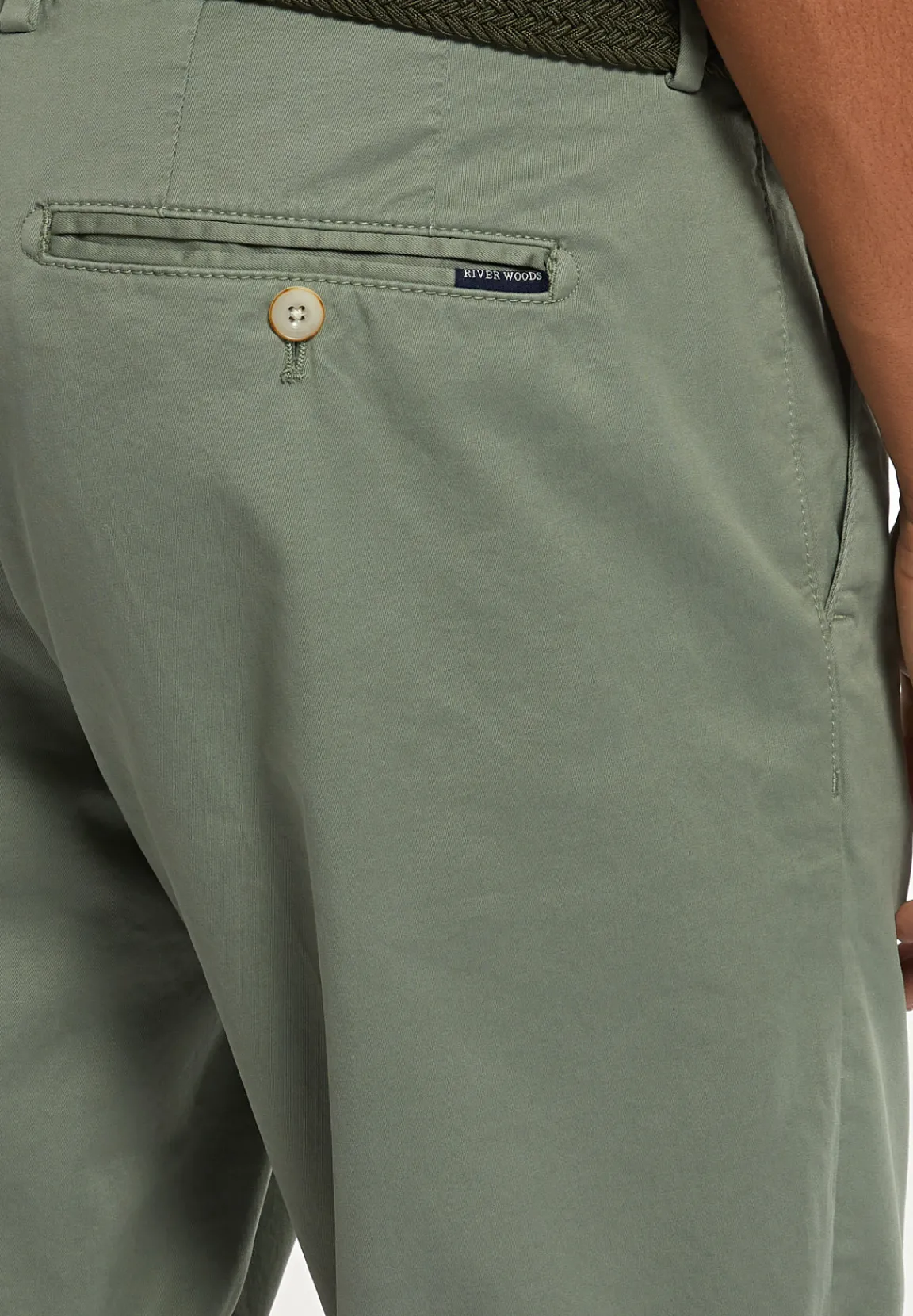 Clearance River Woods Katoenen basic stretch chinoshort moss -