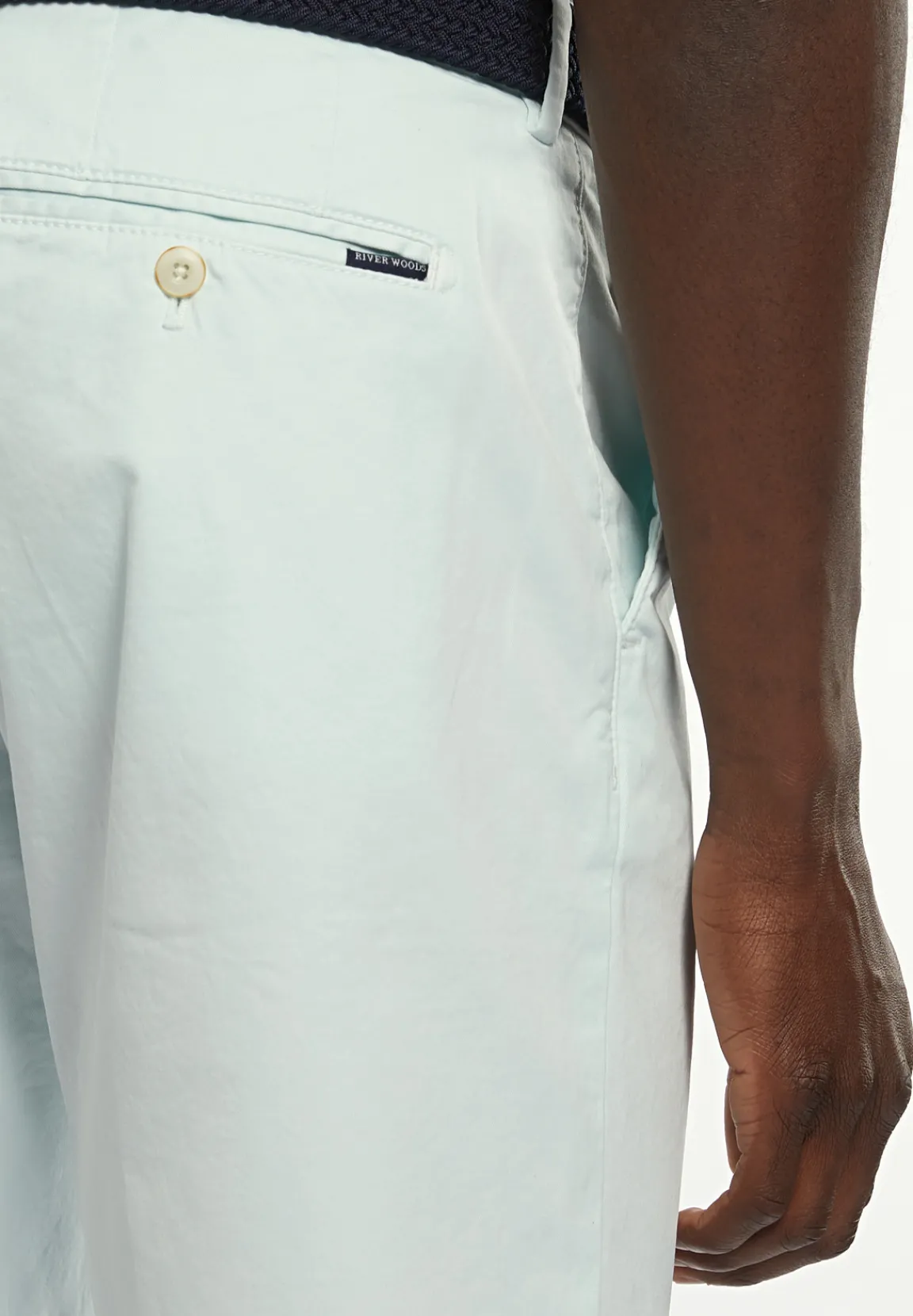 Hot River Woods Katoenen basic stretch chinoshort mintgroen -