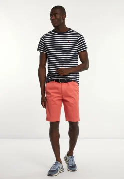 Hot River Woods Katoenen basic stretch chinoshort pastelrood -
