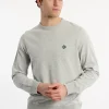 Discount River Woods Katoenen basic trui ronde hals pearl grey mix -