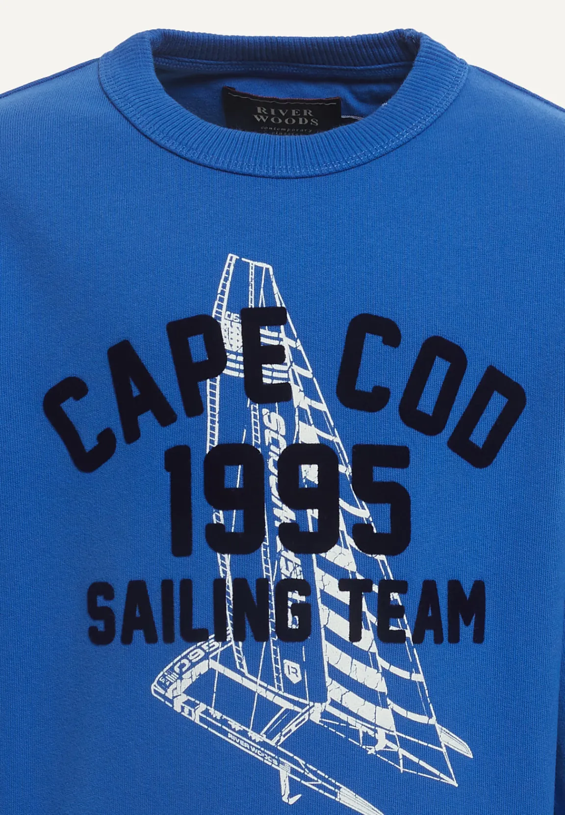 Online River Woods Katoenen basic trui ronde hals cobalt -