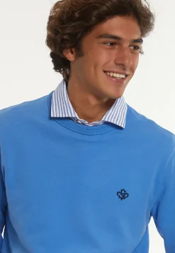 Sale River Woods Katoenen basic trui ronde hals soft azure -