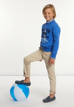 Online River Woods Katoenen basic trui ronde hals cobalt -