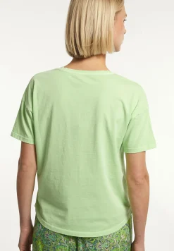 Discount River Woods Katoenen basic wijde V-hals T-shirt kiwi -