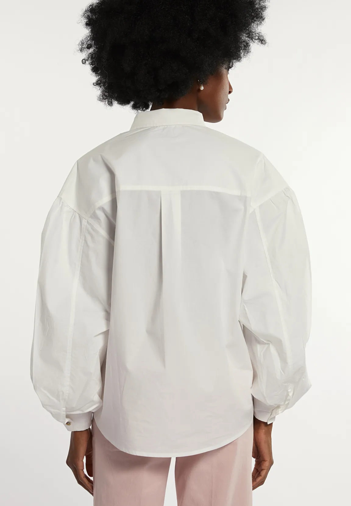 Fashion River Woods Katoenen blouse gepofte mouwen écru -