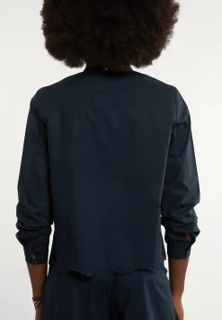 Hot River Woods Katoenen boxy geborduurde blouse navy -