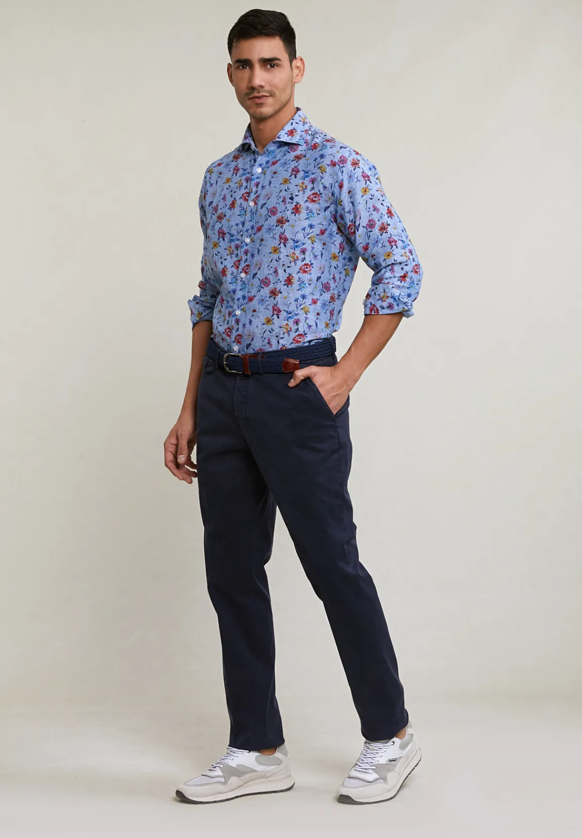 Fashion River Woods Katoenen chinobroek stretch navy -