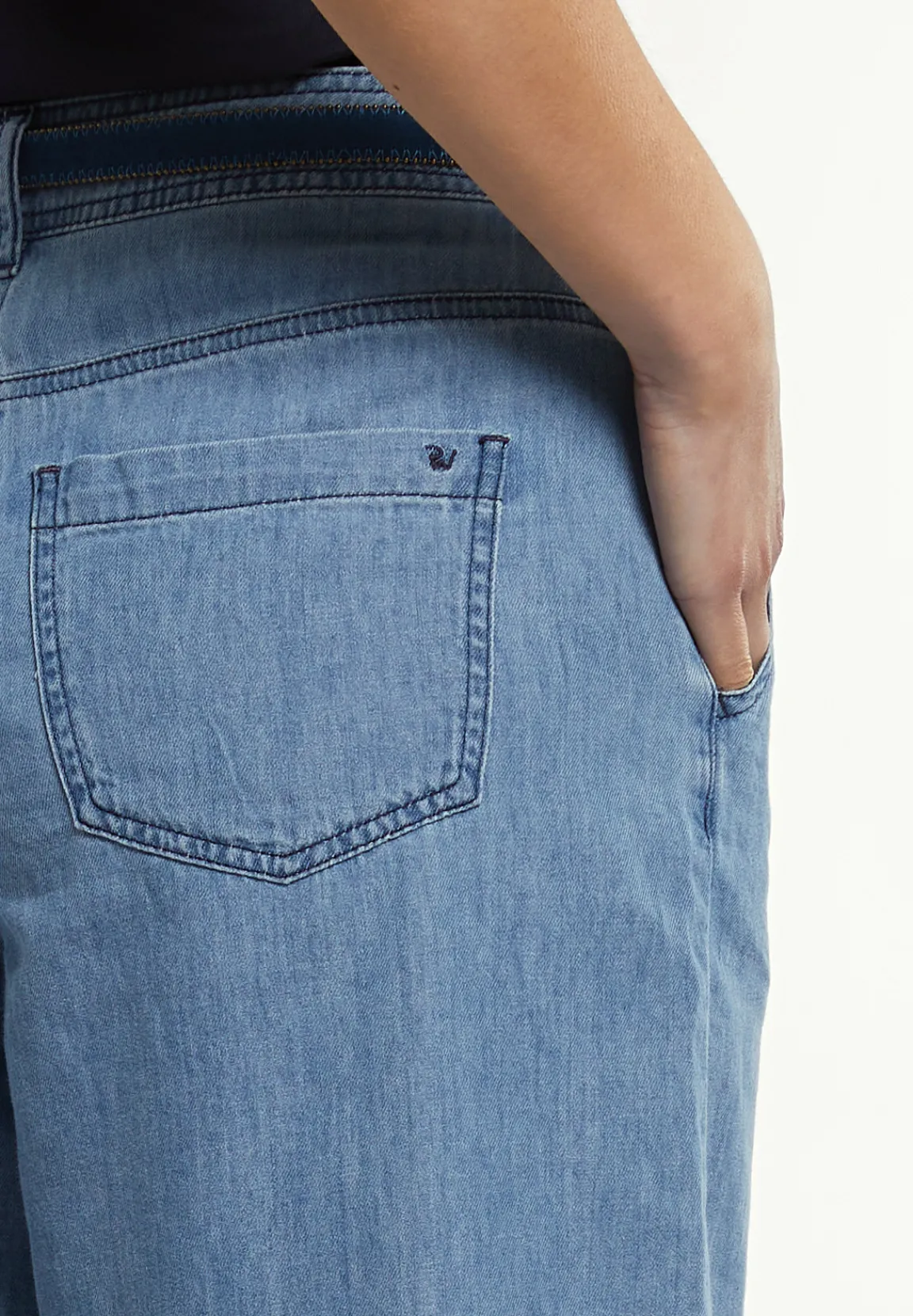 Discount River Woods Katoenen denim bermuda blauw -