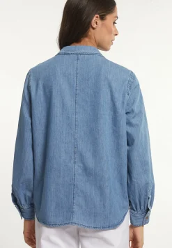 Outlet River Woods Katoenen denim blouse lange mouwen blauw -