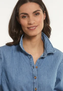 Outlet River Woods Katoenen denim blouse lange mouwen blauw -