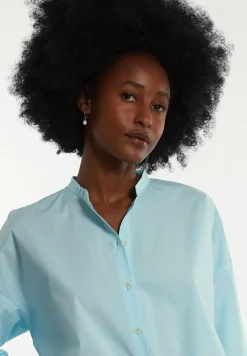 Discount River Woods Katoenen effen blouse lange mouwen blauw -