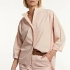 Sale River Woods Katoenen effen oversized V-hals blouse   roze -