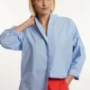 Online River Woods Katoenen effen oversized V-hals blouse blauw -