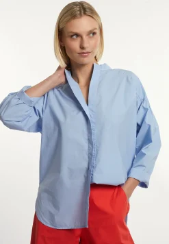 Online River Woods Katoenen effen oversized V-hals blouse blauw -