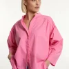 Clearance River Woods Katoenen effen oversized V-hals blouse roze -