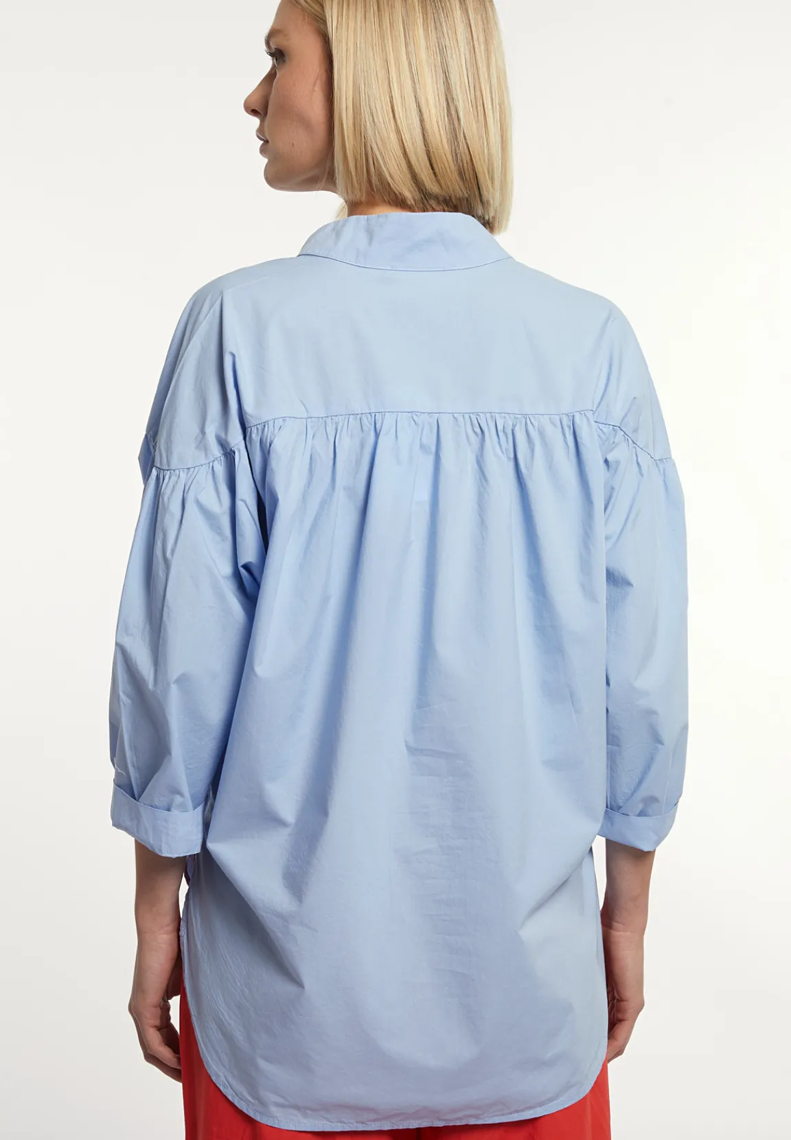 Online River Woods Katoenen effen oversized V-hals blouse blauw -