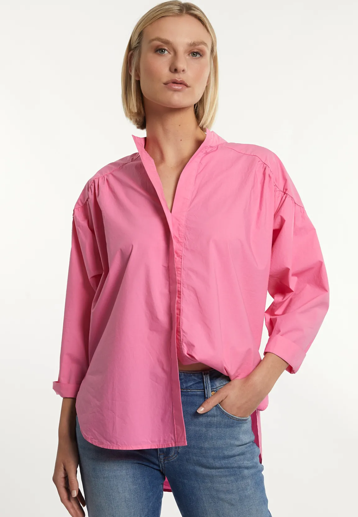 Clearance River Woods Katoenen effen oversized V-hals blouse roze -